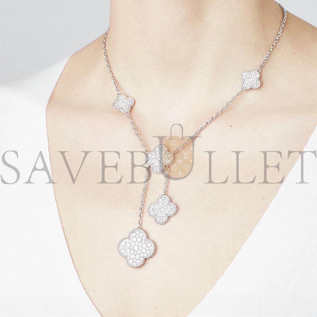 v*n cl*f arpels magic alhambra necklace, 6 motifs - white gold, Di*m*nd vcarn9mp00